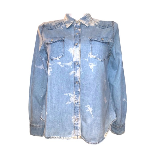 Xhilaration Tops - ✨Host Pick✨Bleach Spotted Denim Button Up